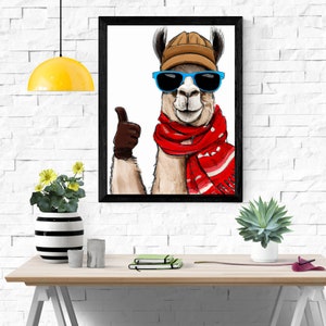 Funny Lama Print Digital Art