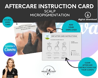 Aftercare Card for Scalp Micropigmentation (SMP)    v1- Instant Digital Download - Expert Tips Included - can be resized!