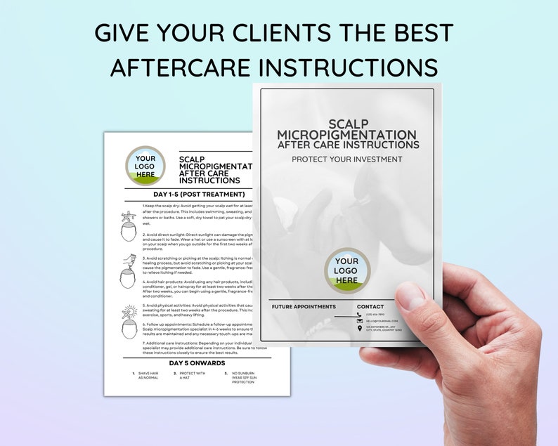 Scalp Micropigmentation SMP Aftercare Instruction Card V2 Instant