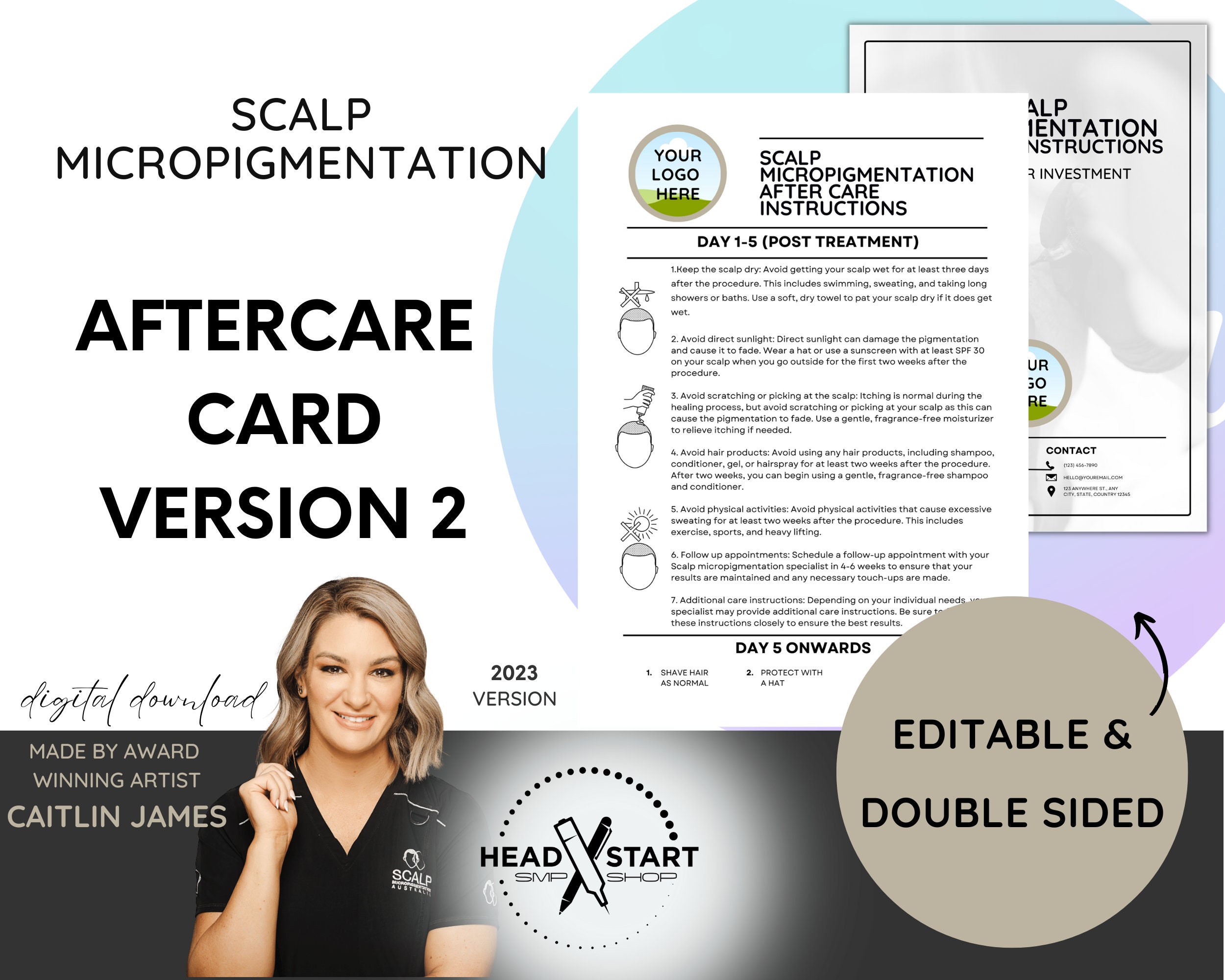 Scalp Micropigmentation SMP Aftercare Instruction Card V2 Etsy