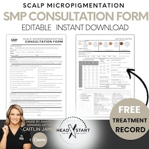Editable SMP Client Consultation Form | Scalp Micropigmentation Template (A4 & US Letter Sizes)