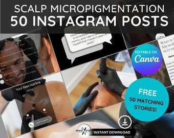 Scalp Micropigmentation Social Media Templates | Instagram Template | SMP PMU Templates | | SMP Instagram Post | Hair Tattooing Posts | Hair