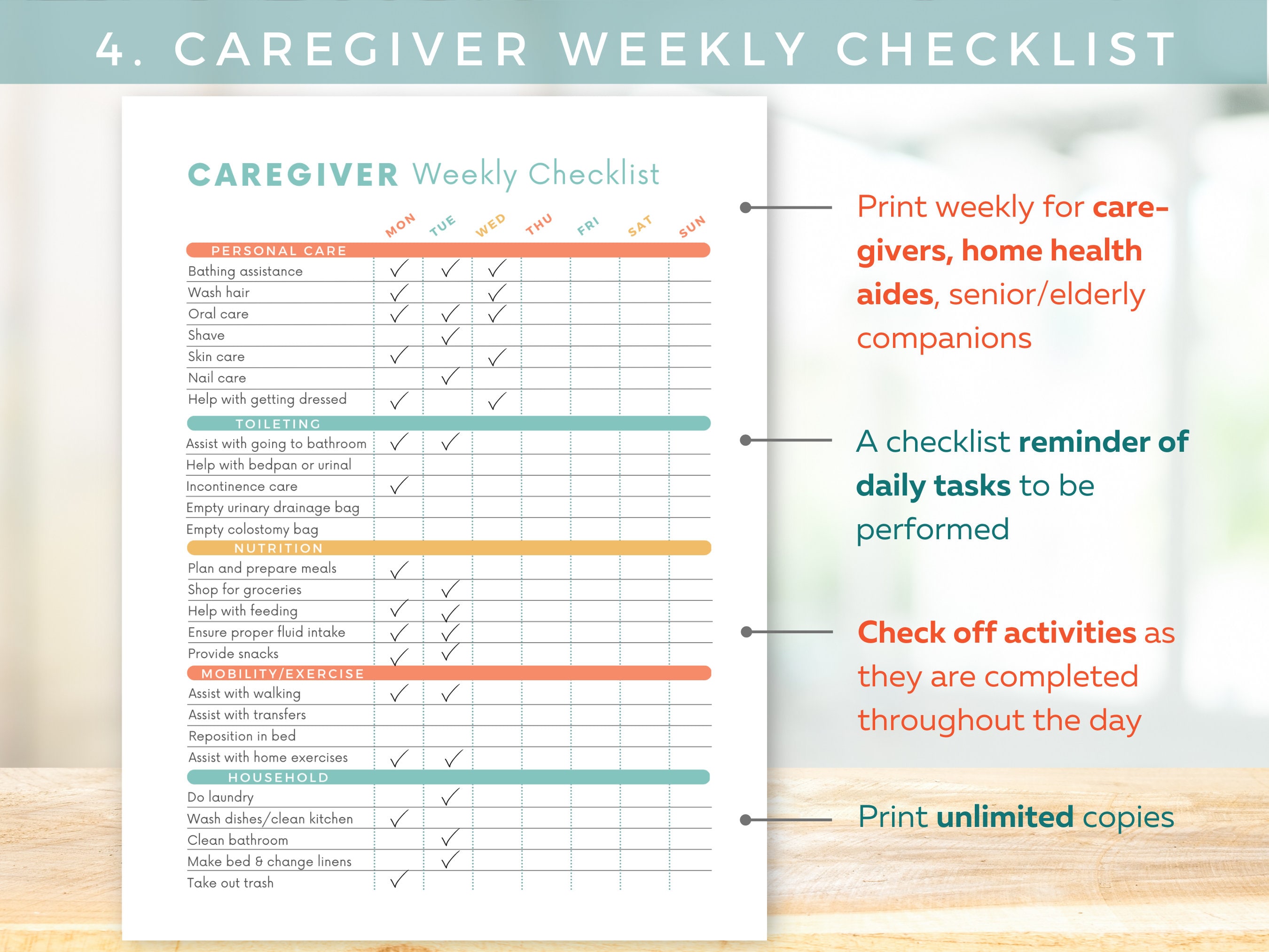 Care Bundle Checklist.pdf CAREGIVER BUNDLE - 6 TEMPLATES for Caregivers, Home Health, Senior Care ...