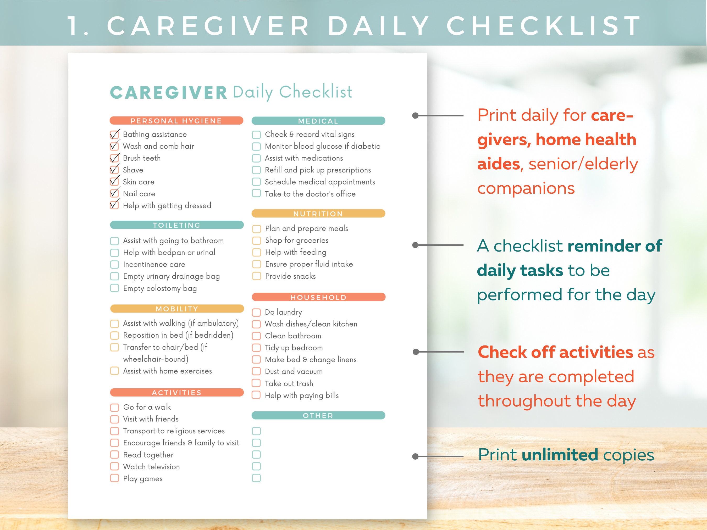 CAREGIVER BUNDLE 6 TEMPLATES for Caregivers, Home Health, Senior Care ...