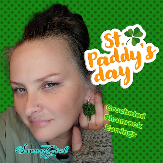 Crochet Shamrock Earrings Set