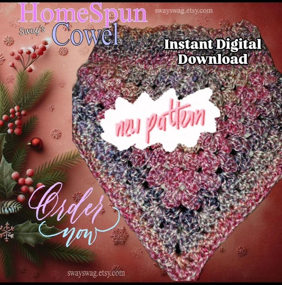 Sway's Bouclé Homespun Cowl Crochet Pattern, Digital instant download