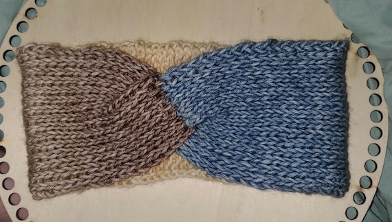 Tunisian Crochet Multi-colored  Twist Headbands- adult size