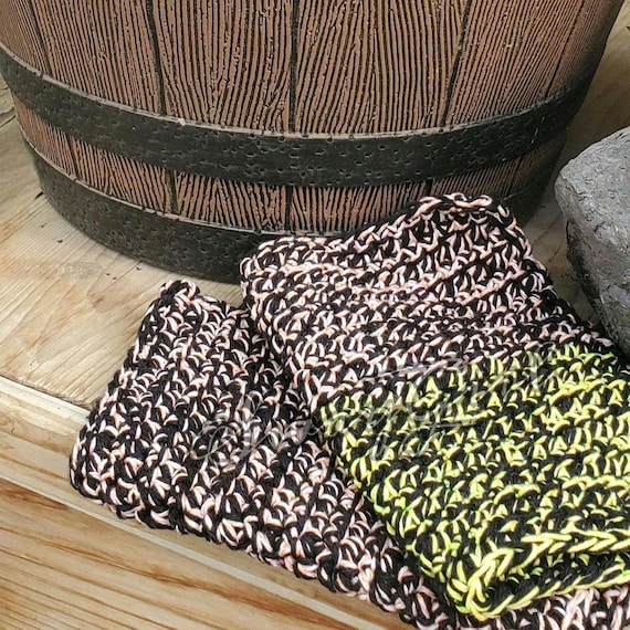 Black Cotton Washcloths (2 Pack) Crochet Cleaning Cloths