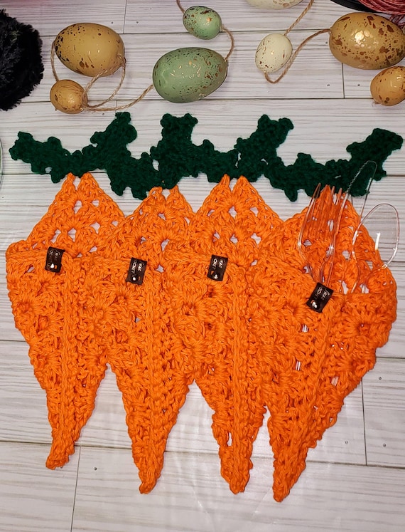 Easter Carrot Utensil Holders: Set of 4, Cotton Table Decor