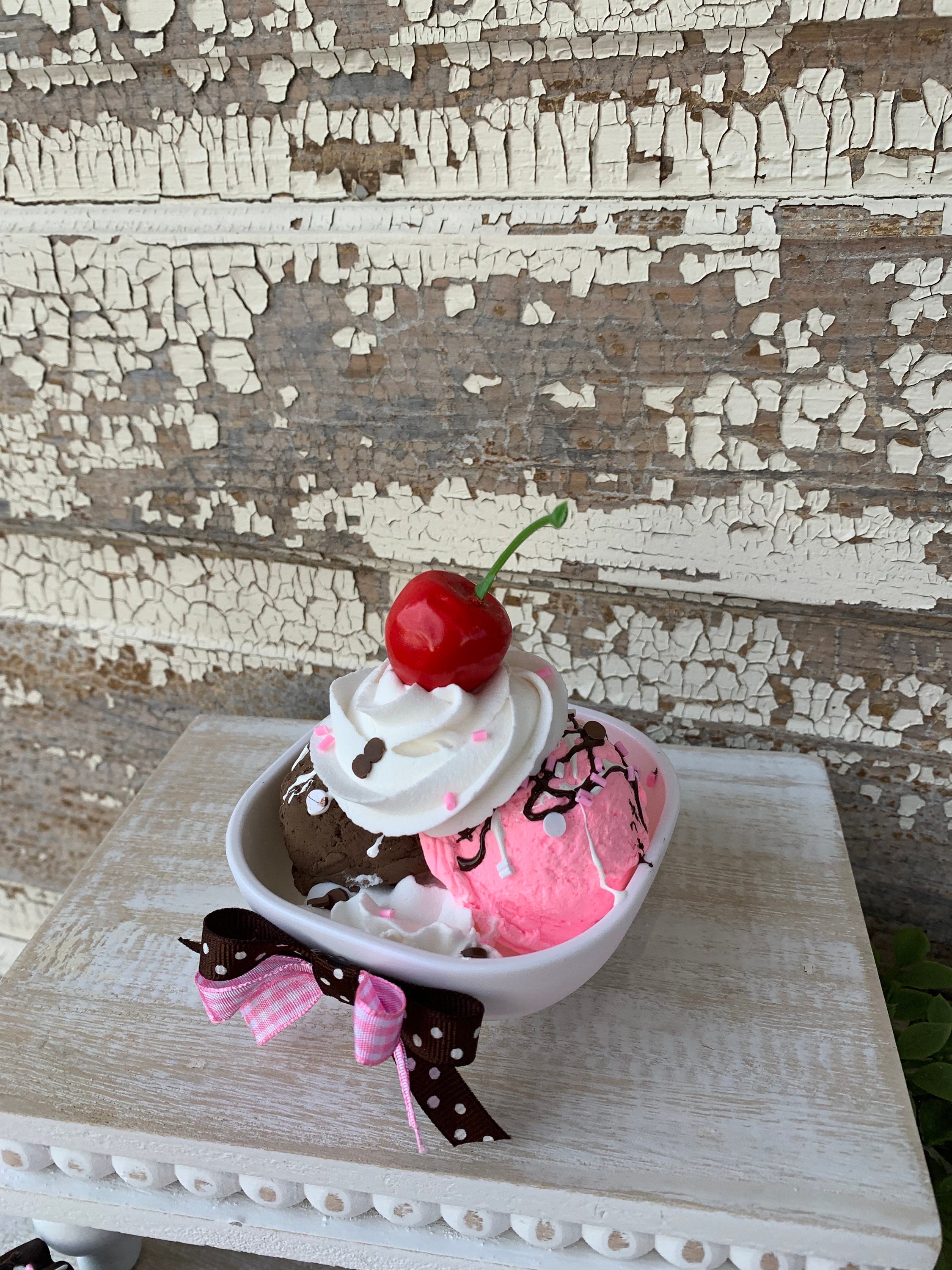 Neapolitan Faux bowl ice cream Neapolitan Decor Neapolitan Tiered Tray Decor fake  Neapolitan  prop