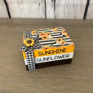 Sunflower Mini Book Stack Tiered Tray Decor Stacked Mini Books photo prop