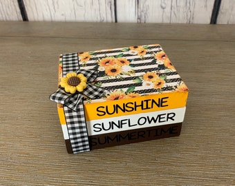Sunflower Mini Book Stack Tiered Tray Decor Stacked Mini Books photo prop