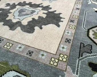 Handmade Oriental Wool Rug 7X10 8X10 9X12 Grey Ivory Green Abstract Floral Pattern Carpet – Vintage Style Living Room Bedroom Area Rug