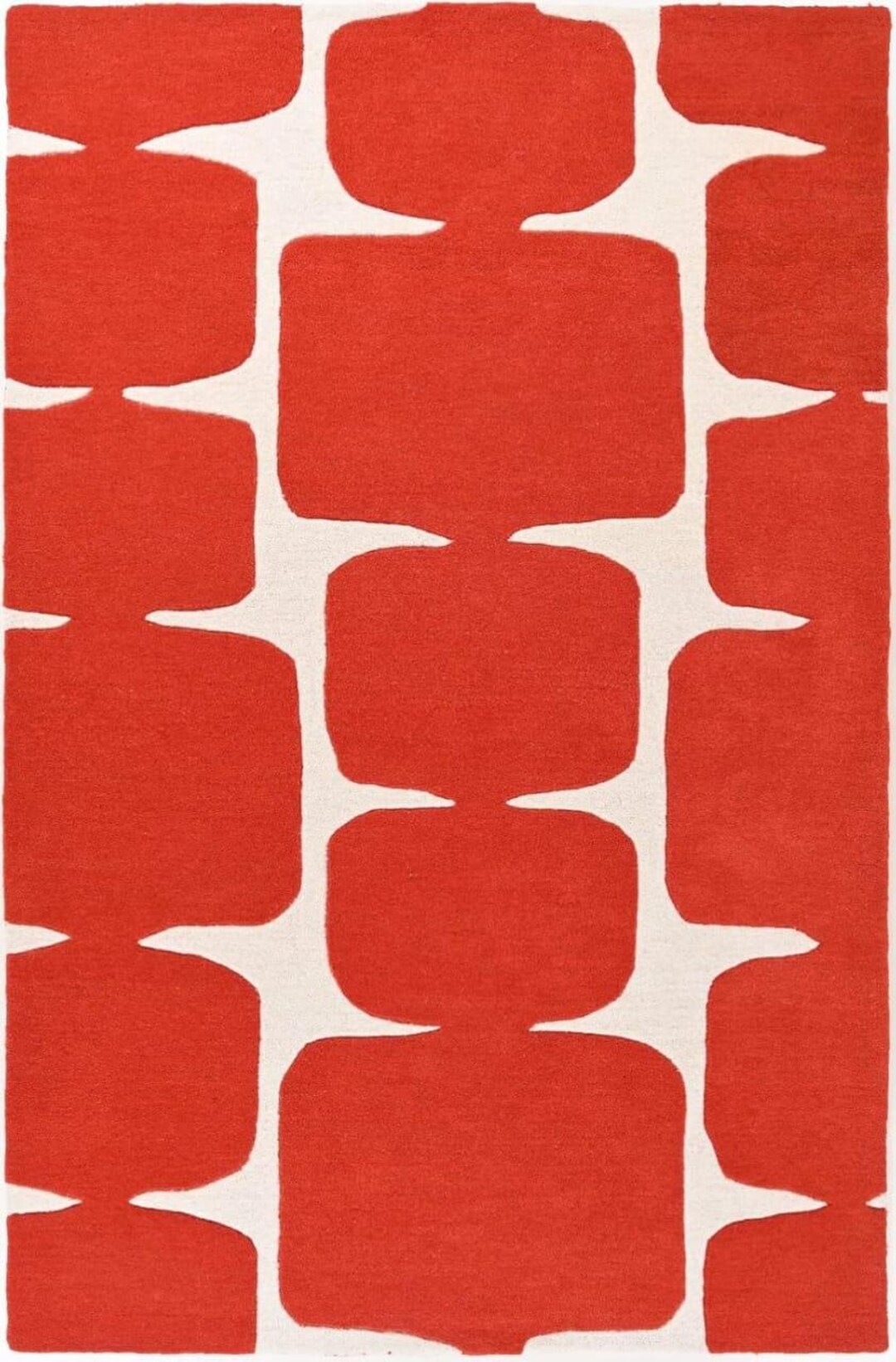 Modern Red Geometric Area Rug 7X10 8X10 9X12 Hand Tufted Wool Abstract ...