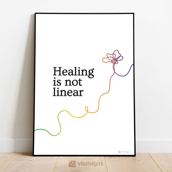 Digital download - Healing is not linear, holistic health, mental health, self love, wall art printable digital download