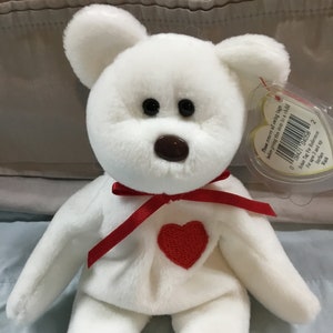 Ty Beanie Baby, &quot;Valentino&quot; the Bear, wrong nose color, rare, vintage