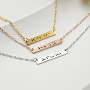 Personalized Bible Verse Necklace,Engraved Bar Necklace,Christian Necklace For Her, Personalised Jewellery,Christian faith,Christian Jewelry