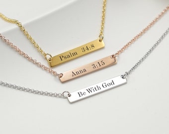 Personalized Bible Verse Necklace,Engraved Bar Necklace,Christian Necklace For Her, Personalised Jewellery,Christian faith,Christian Jewelry