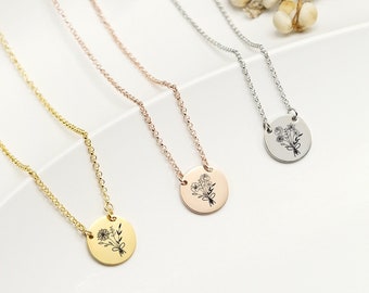 Kombinierte Geburtsblume Halskette,Blumenstrauß Halskette,Gold Familie Halskette,Mütter Halskette,personalisierter Schmuck,Geburtstagsgeschenk,Geschenk für Sie