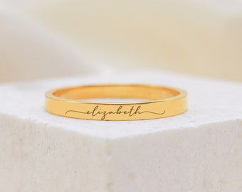 Minimalist Name Ring,Custom Moms Name Ring,Silver Ring,Stacking Ring,Engraved Ring,Birthday Gifts,Personalized Gift,Christmas Gift For Her