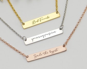 Personalized Bar Engraved Necklace,Custom Any Text Necklace,Dainty Necklace For Mom, Personalised Jewellery,Mothers Necklace,Gifts For Her