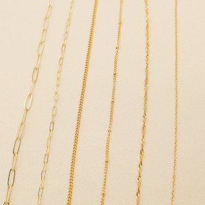 Minimalistische gouden ketting, sierlijke Rolo-ketting, link paperclipketting, kralenketting, kinketting, twistketting, dagelijkse kettingketting, gepersonaliseerde geschenken afbeelding 2