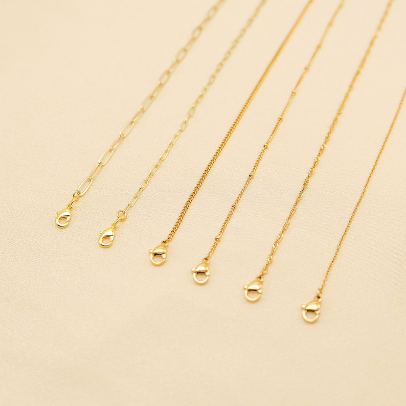 Minimalistische gouden ketting, sierlijke Rolo-ketting, link paperclipketting, kralenketting, kinketting, twistketting, dagelijkse kettingketting, gepersonaliseerde geschenken afbeelding 4