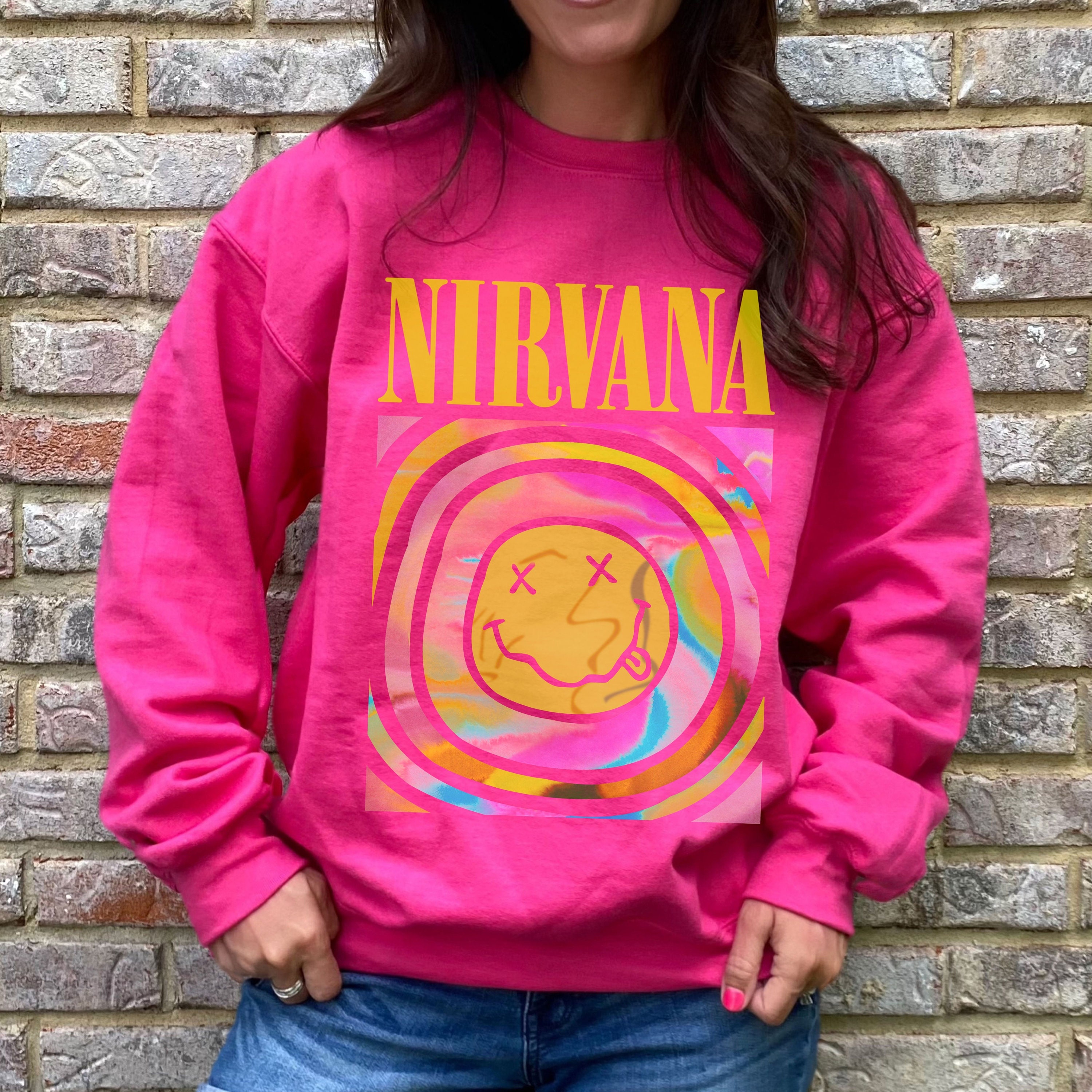 Nirvana Sweatshirt Nirvana Smile Face Crewneck Sweatshirt - Etsy