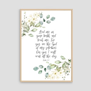 Digital Print - Lead Me in Your Truth Psalm Eucalyptus Christian Digital Download Print, Scripture Wall Art, Bible Verse,