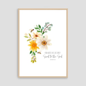 Digital Print - Kind Words are Like Honey Sweet to the Soul Proverbs Christian Digital Download Print, Scripture, Wall Art Bible Verse