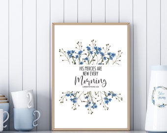 Digital Print - His Mercies are New Every Morning Sun Lamentations Christian Digital Download Print, Scripture, Kids Bible Verse, Wall Art