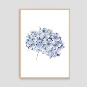 Digital Print - Hydrangea Floral Watercolor Print, Hamptons Flowers, Home Decor, Floral Wall Art