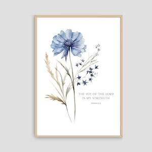 Digital Print - The Joy of the Lord is my Strength Nehemiah Wall Art Christian Digital Download Print, Scripture, Bible Verse, Home Decor