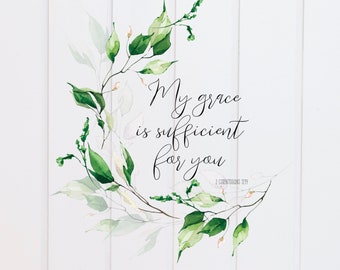 PNG File - My Grace is Sufficient For You Corinthians Wreath, Scripture Designs, Bible Verse, Digital Christian, Sublimation Graphic Clipart