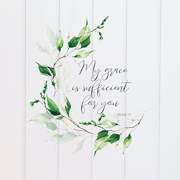 PNG File - My Grace is Sufficient For You Corinthians Wreath, Scripture Designs, Bible Verse, Digital Christian, Sublimation Graphic Clipart