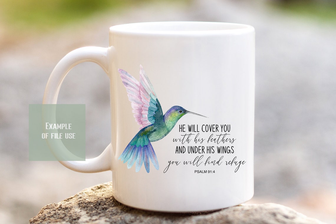 PNG File - He Will Cover You With His Wings Psalm Hummingbird, Digital ...