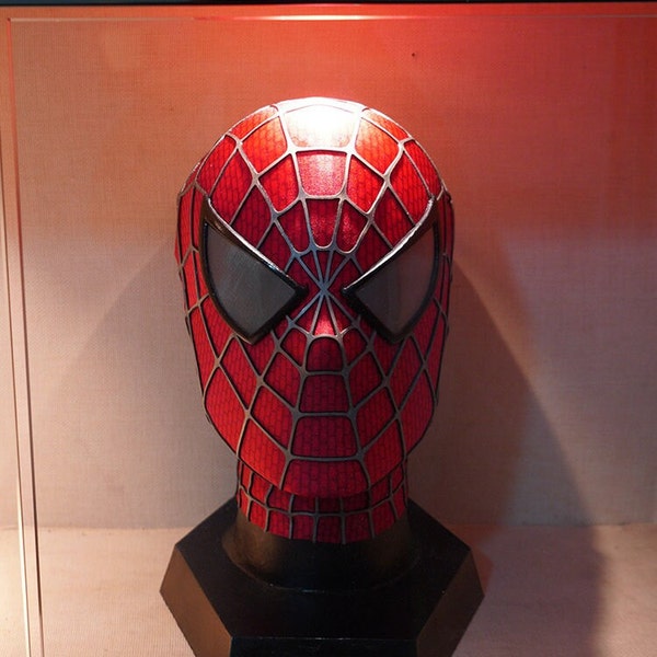 Spiderman Mask for Halloween Costume, Classic Sam Raimi Style Spider-Man Mask with Detachable Eyes and 3D Rubber Webbing