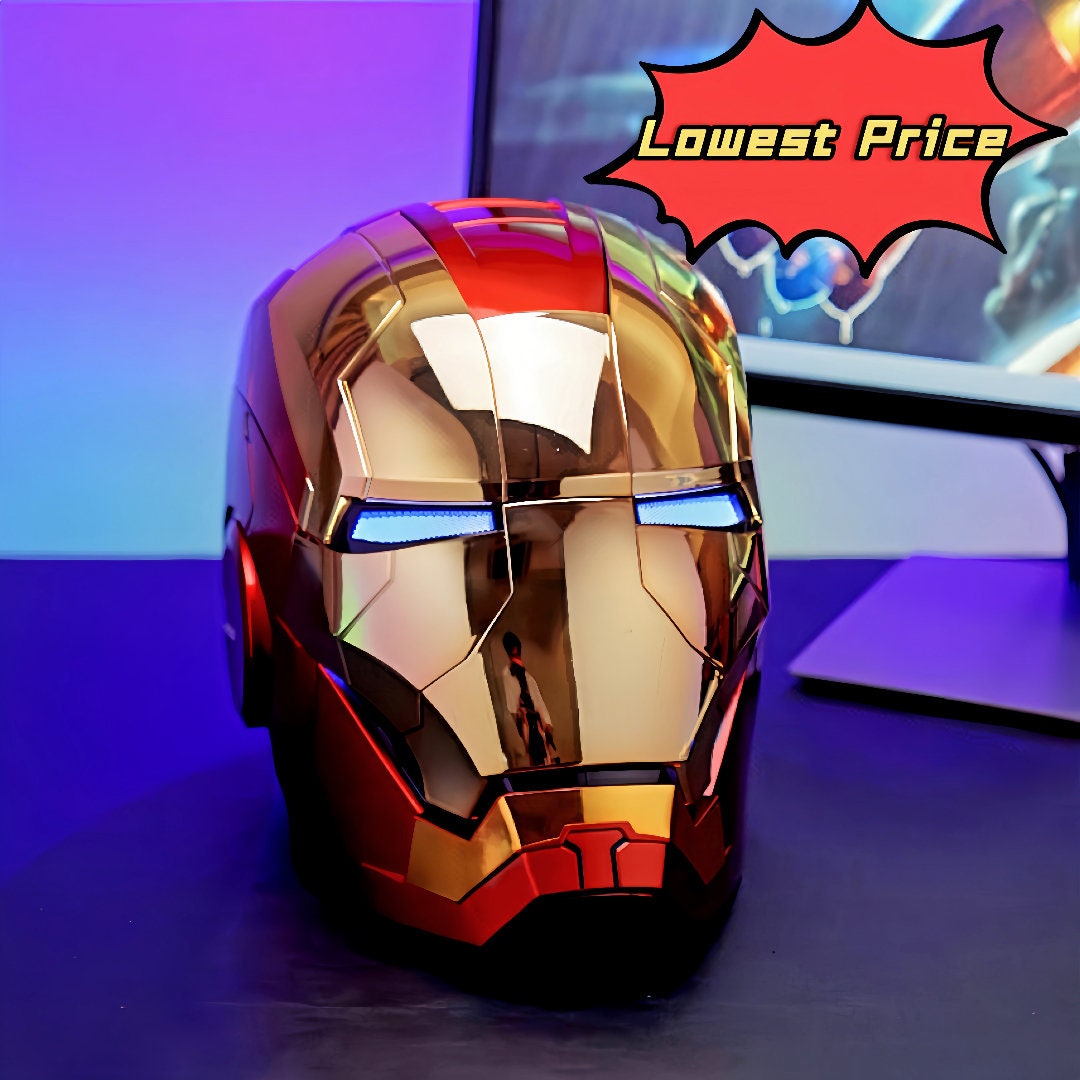 Golden Classic Iron Man Helmet Jarvis Mask MK5 Cosplay Helmet Etsy