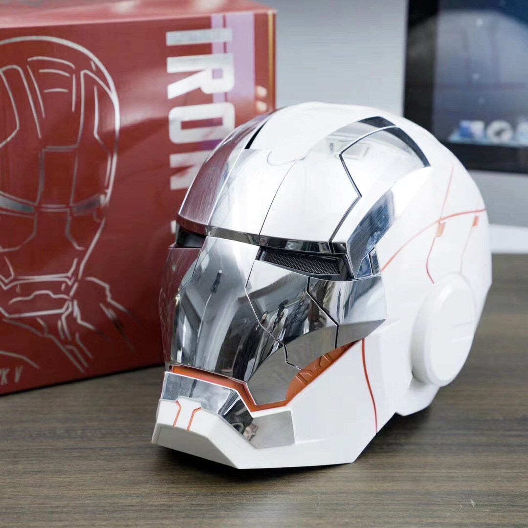 White Iron Man Helmet Jarvis Mask MK5 Cosplay Helmet Mask11 Etsy