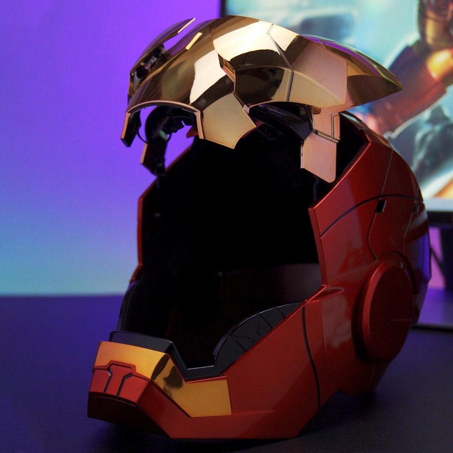 Golden Classic Iron Man Helmet Jarvis Mask MK5 Cosplay Helmet Etsy UK