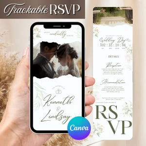Elegant Wedding Website Invitation Template, Trackable RSVP Online Registry Form Invite, Mint Green Digital Wedding with Embedded RSVP Evite
