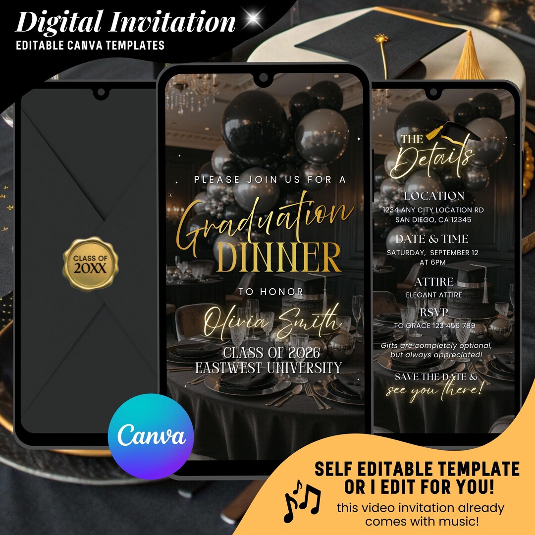 Grad Lunch Invite Graduation Dinner Video Invitation, College High School Grad Invites ...