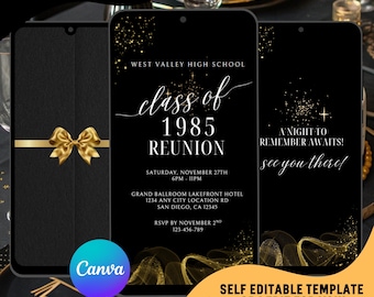 School Class Reunion Video Invitation, Editable Canva Template