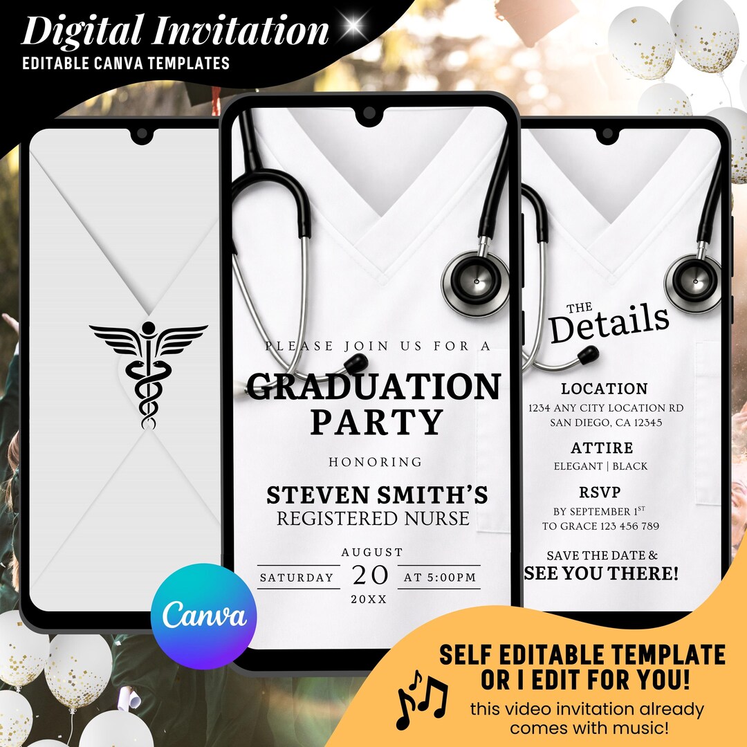 Graduation Video Invitation, All Text Editable, Pinning Ceremony ...