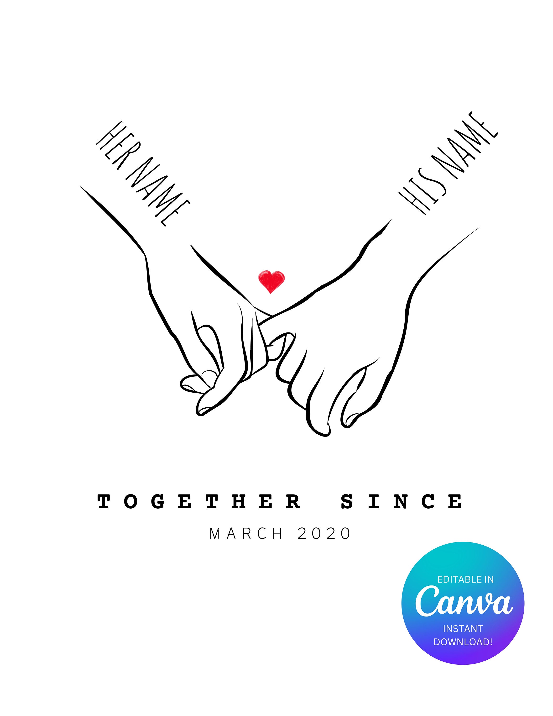 Editable Holding Hands Template, Valentine Couple Gift Template ...