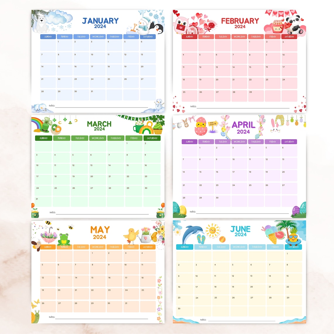 Printable Calendars, Printable Kids Calendars, 2024 Calendars ...