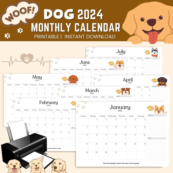 Calendar 2024 Puppy Etsy