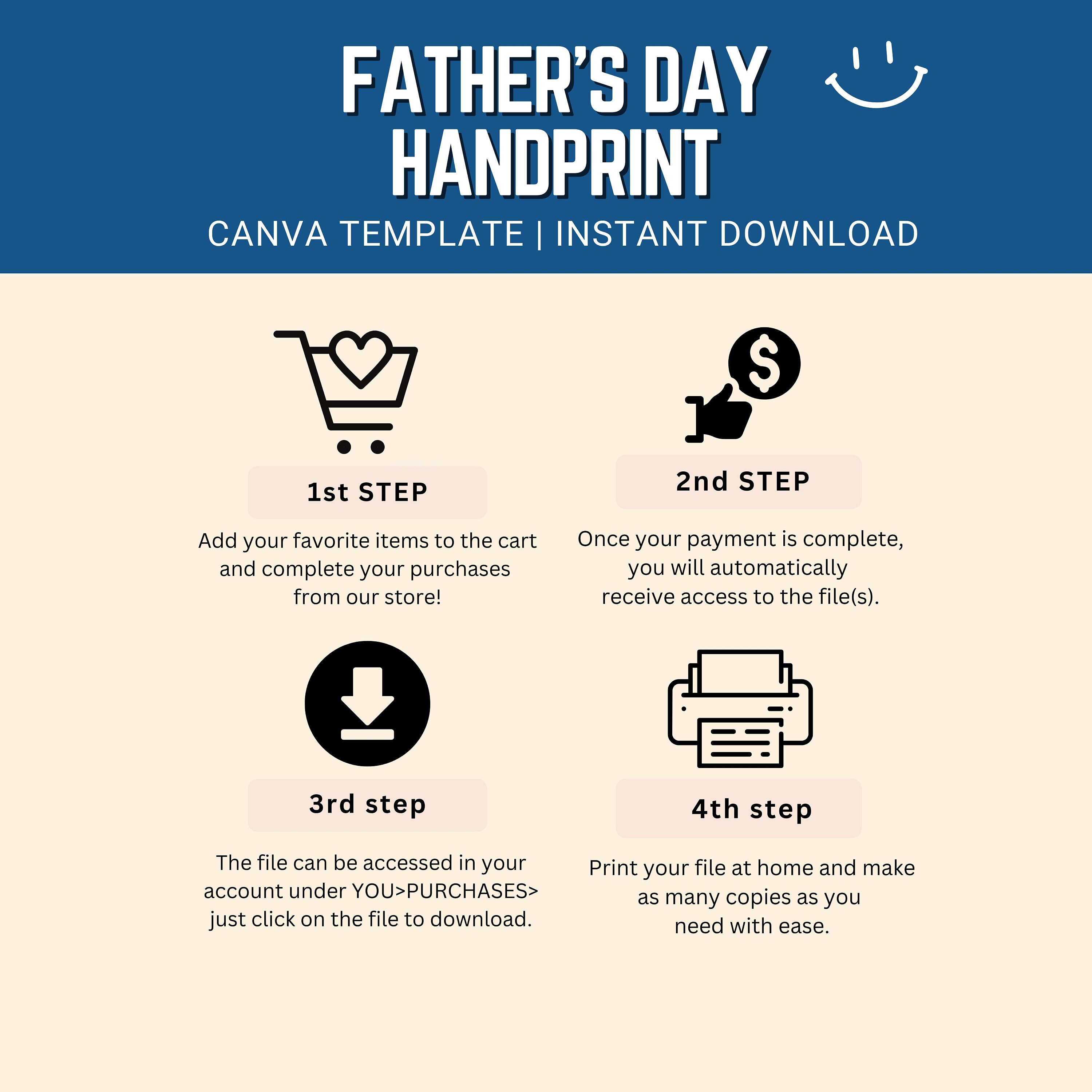 Father's Day Gift Handprint Craft Art, Printable, Daddy Father Surprise ...