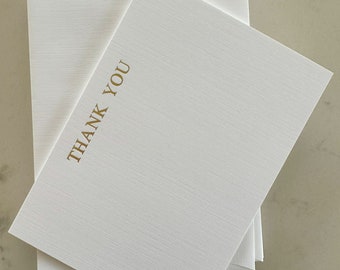 Letterpress Thank You Cards on linen card stock with matching envelopes. A6 size. Set of 10