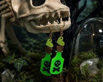 Boucles d'oreilles gothiques kawaii en acrylique avec philtre d'amour